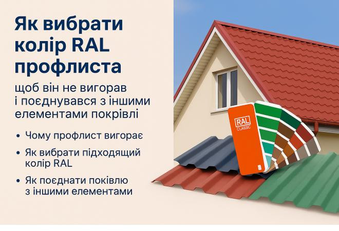 як обрати колір RAL профнастилу, щоб він не вигорав і поєднувався з іншими елементами покрівлі